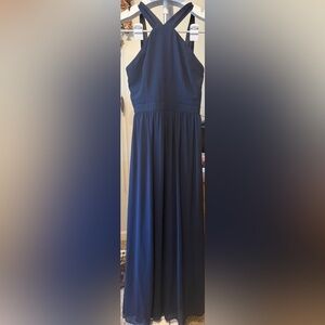 Lulu's Air of Romance Halter Maxi Navy Blue Dress